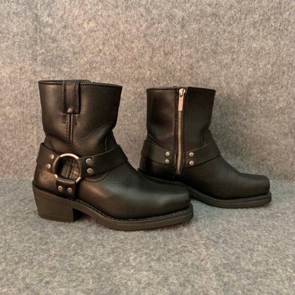Harley Davidson Women's Full Grain Leather Upper El Paso Black Boots - Picture 5 of 12